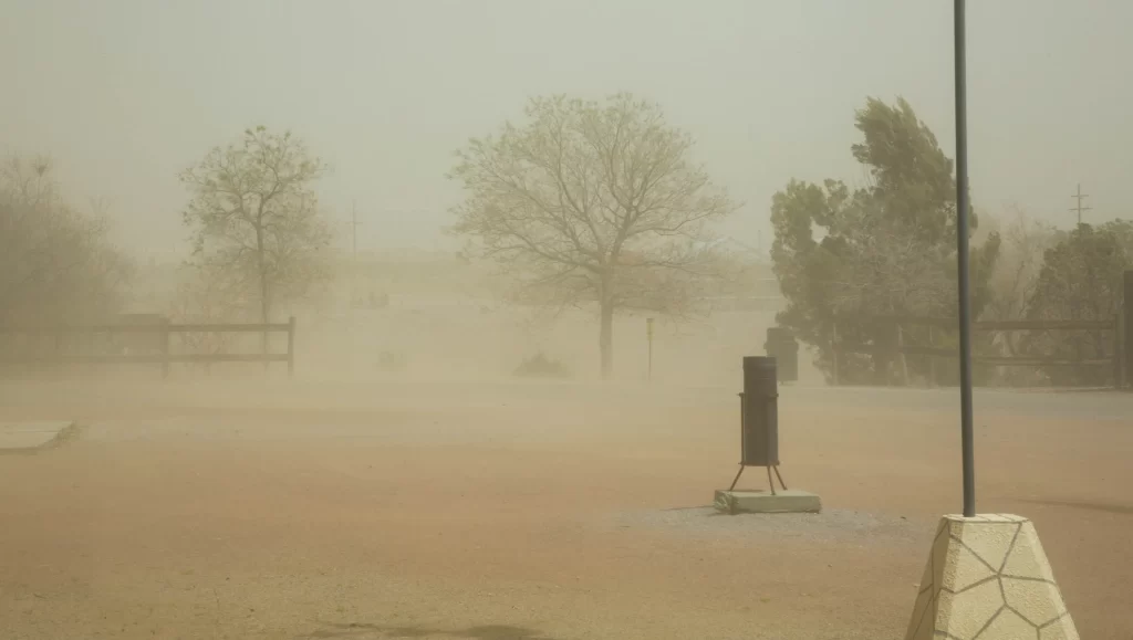 Photo showing high winds in Las Cruces and Dona Ana County. High winds can damage your roof learn more.